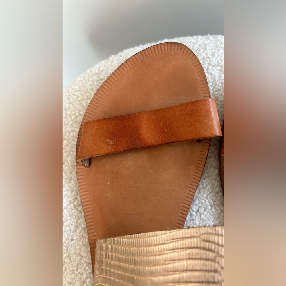 Joie A La Plage Sable in Tan and gold leather double strap sandals 37.5 Italy - Picture 13 of 16